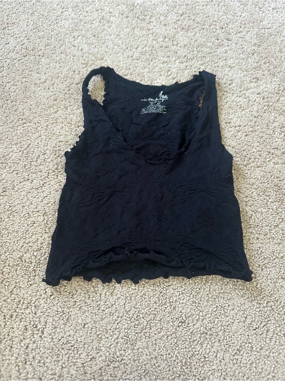 Free People Black Lace-Texture Tank Top